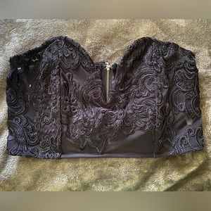 FashionNova Luxe Black Lace Corset Crop Top